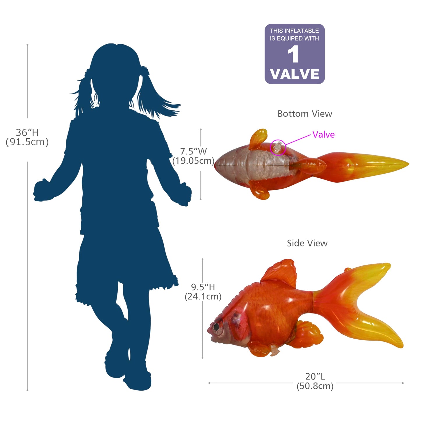 Jet Creations Inflatable Aquatic Animal Goldfish, Pack Of 4, 20 Inches Long Toys For Kids 3 Year And Up, Decoration With Hanger