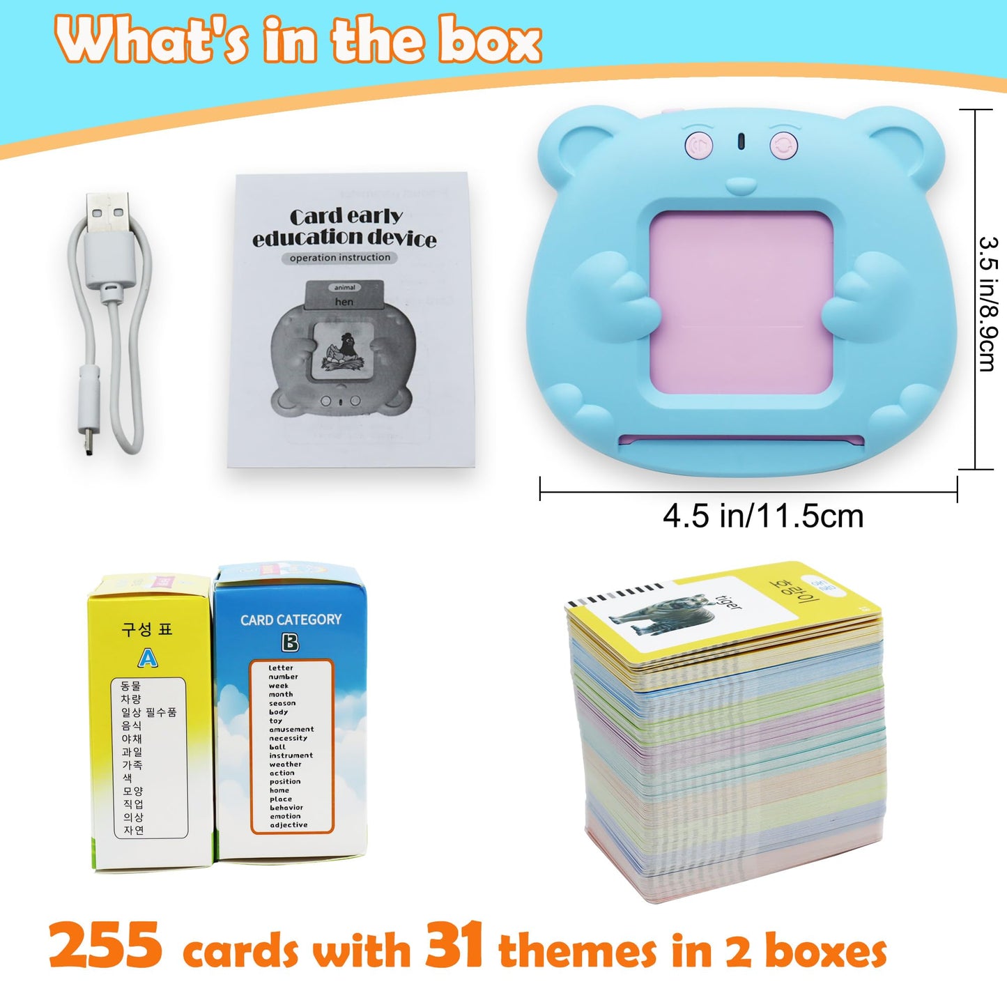 Mayaphilos 510 Words English And Korean Talking Flash Cards For Toddlers Bilingual, Educational Toy For Toddlers, Korean Languag