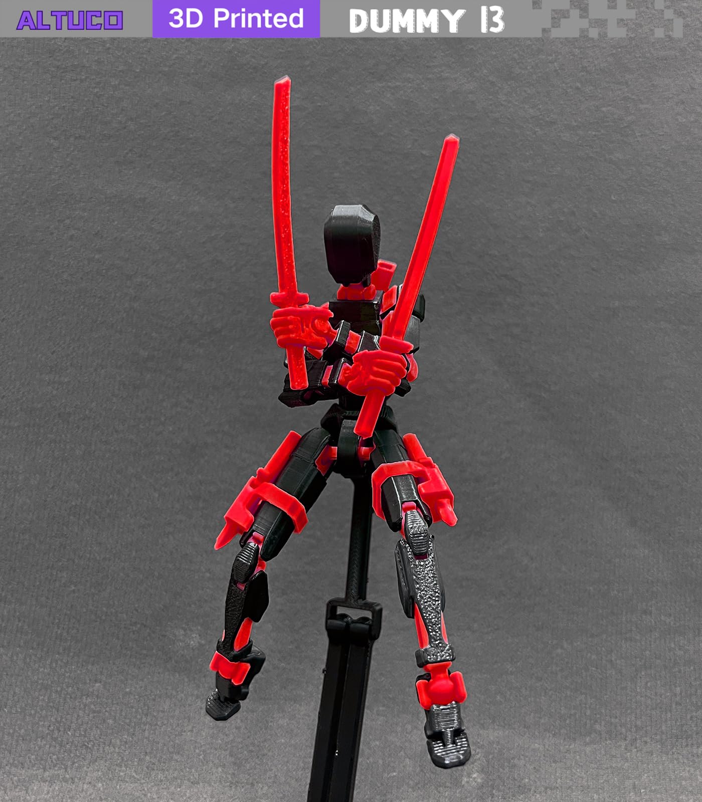 Altuco T13 Action Figure With Lots Of Accessories,3D Printed Multi-Jointed Titan13 Figure,Red Dummy 13 Desktop Decorative Toy