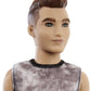 Barbie Ken Fashionistas Doll #176 With Sculpted Brunette Ombre-Tipped Hair Wearing A Sleeveless Tie-Dye Shirt, Red Plaid Pants &