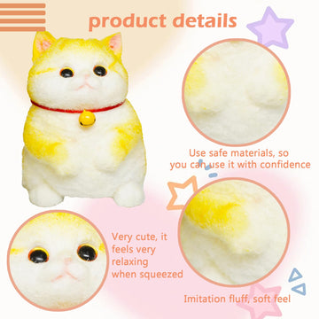 Taba Giant Cat Squishy for Kids Adults, Big Furry Cat Squishy Toys for Stress Relief, Super Soft Squeeze Fidget Toy (Golden Shad