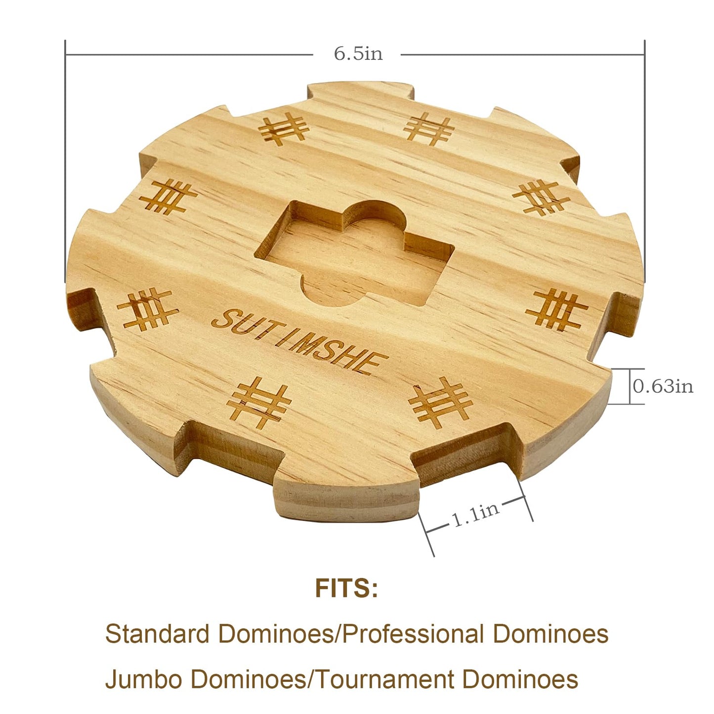 Sutimshe Wooden Hub Centerpiece For Mexican Train Dominoes Game With Felted Bottom (Up To 8 Players) Dominoes Accessories Made Of Superior Pine
