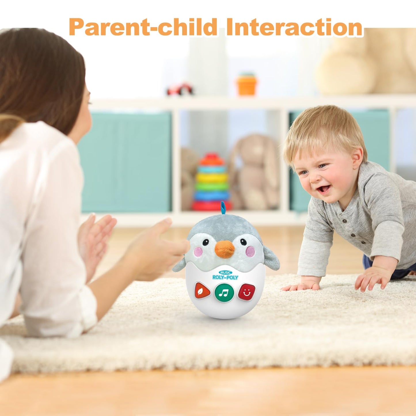 Wowohage Infant Toys 0-3-6-12 Months Shower Gifts, Plush Penguin Musical Toys, Cute Stuffed Animal Baby Toys With Light & Sounds