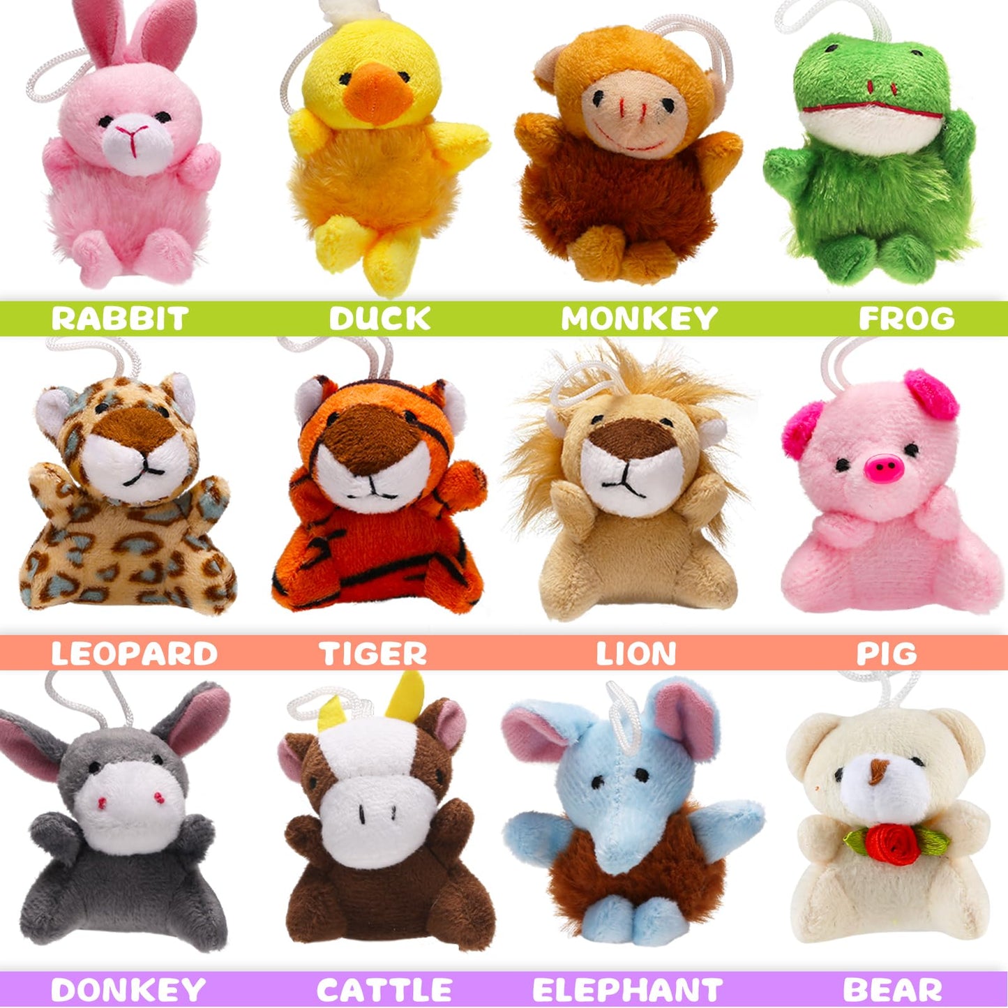 38 Pack Mini Stuffed Animals Party Favors For Kid, Small Plush Stuffed Animal Toy In Bulk For Claw Machine, Carnival Prizes, Plush Keychain Decorations, Valentines Classroom Gift, Animal Stuff Reward