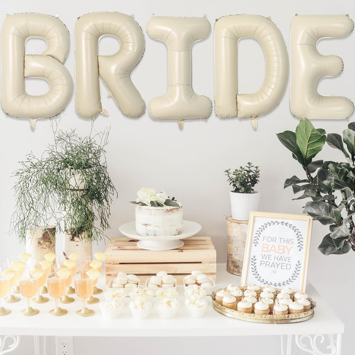 Biapian 40 Inch Bride Letter Balloons, Big Cream Bride Foil Balloons, 5 Pcs Giant Foil Large Aluminum Balloon Helium For Wedding