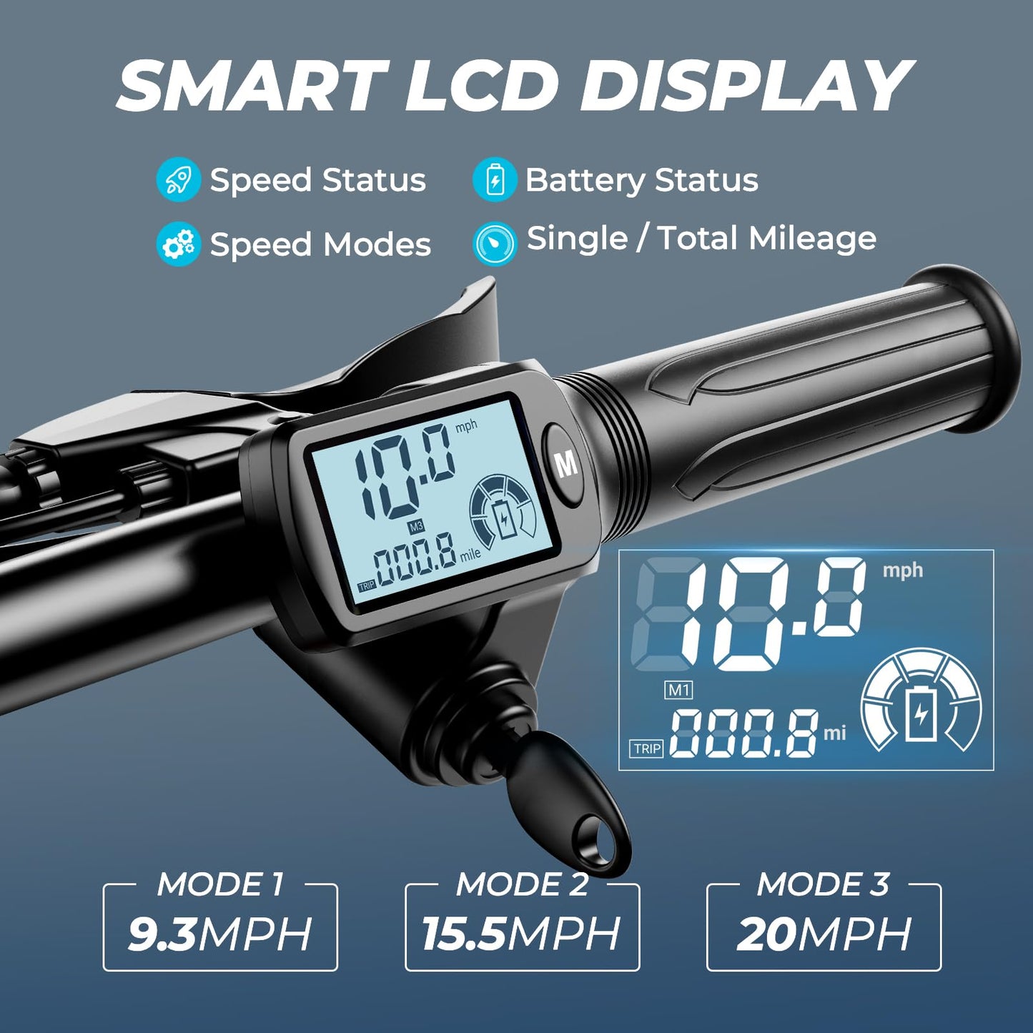 Windhorse 850W Peak Electric Scooter With Seat, 22Mph & 25 Miles Range, Dual Shock Absorbing, 3 Gear Speed, 14'' Pneumatic Tire,