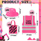 Geyoga 48 Pieces Construction Birthday Party Supplies Construction Party Favor Kids Construction Vest Hat And Bag Costume(Pink)