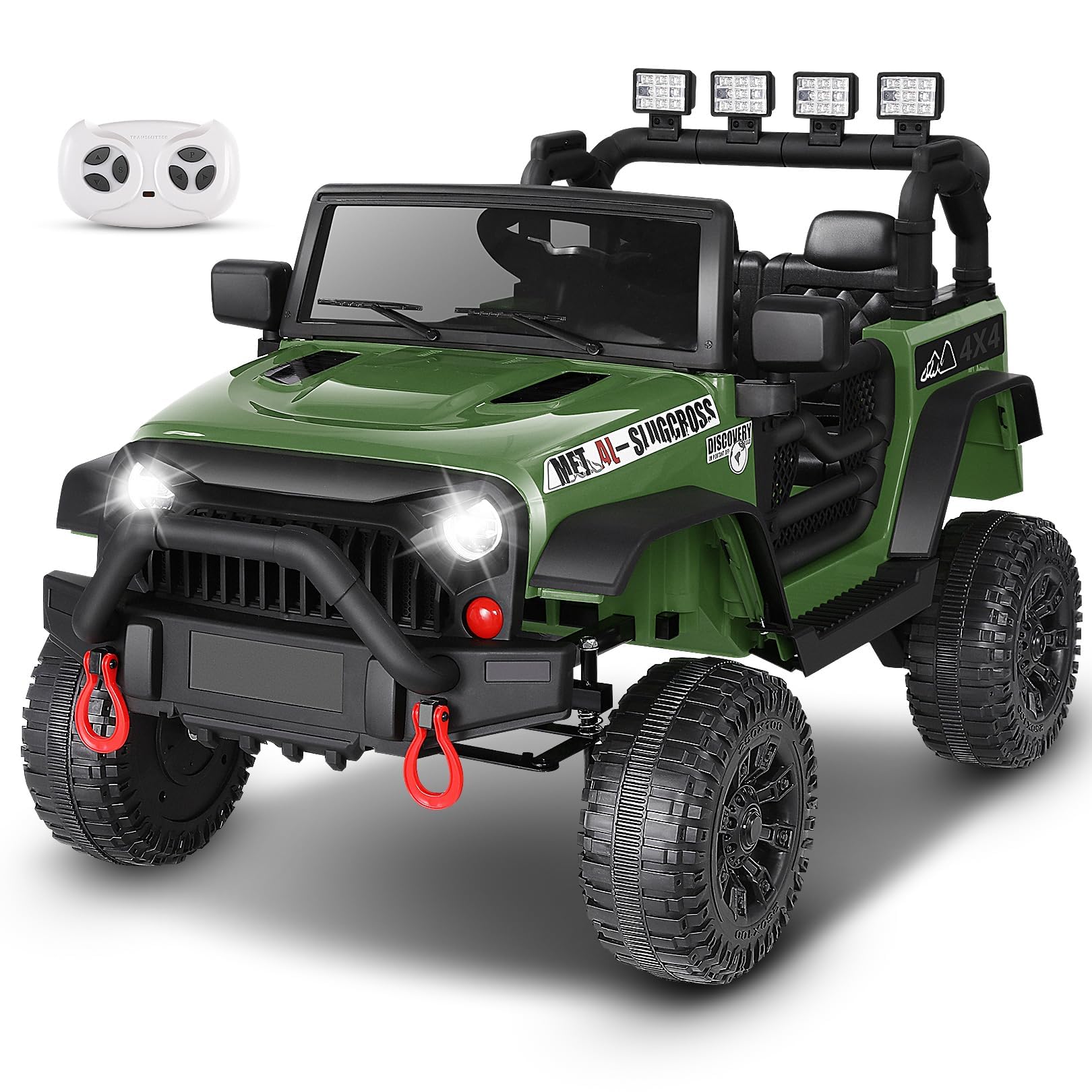 Hikole Kids Ride On Car With Parent Remote Control, 12V Electric Battery Operated Car For Kids W/Led Lights, Bluetooth, Music, 3