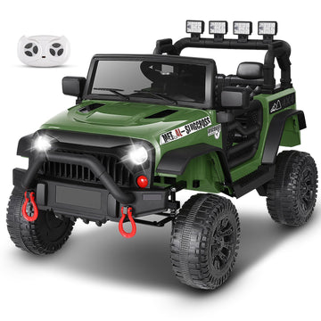 Hikole Kids Ride On Car With Parent Remote Control, 12V Electric Battery Operated Car For Kids W/Led Lights, Bluetooth, Music, 3