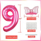 Kwuz 40 Inch Pink Number 9 Balloon, Aluminum Decor for Girls' 9th Birthday, Princess Cowgirl Theme, Model HK40PIBNFO-9