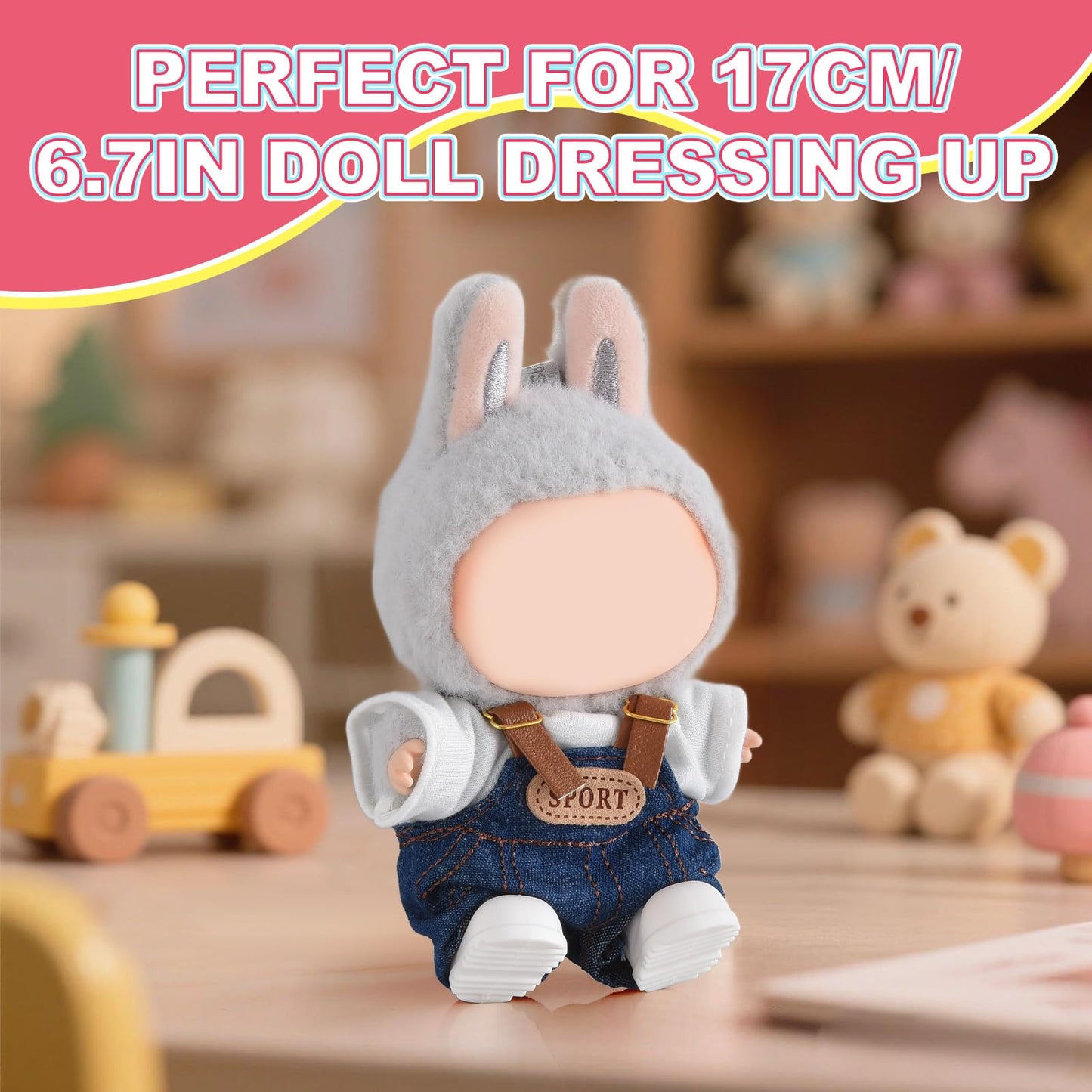 GDLSYLGHY 2025 Version Doll Clothes Set  Beautiful Outfits Suits Optimal for Your 5.9-6.7in Dolls Dressing Up  Doll Clothing Accessories with Random Color Rain Boots(Blue Denim Overalls Suit)
