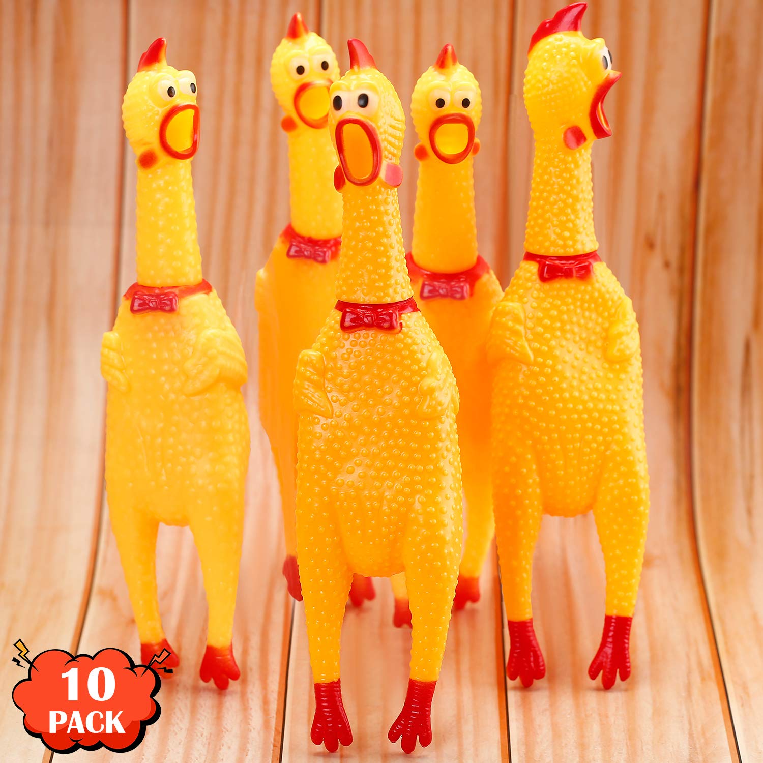 Rubber Chicken Screaming Chicken Squeaky Chicken Noise Shrilling Shrieking Squawking Chicken Noisemaker Novelty Gadget for Dogs Pets (11.8 Inch  10 Packs)