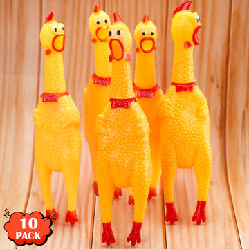 Rubber Chicken Screaming Chicken Squeaky Chicken Noise Shrilling Shrieking Squawking Chicken Noisemaker Novelty Gadget for Dogs Pets (11.8 Inch  10 Packs)