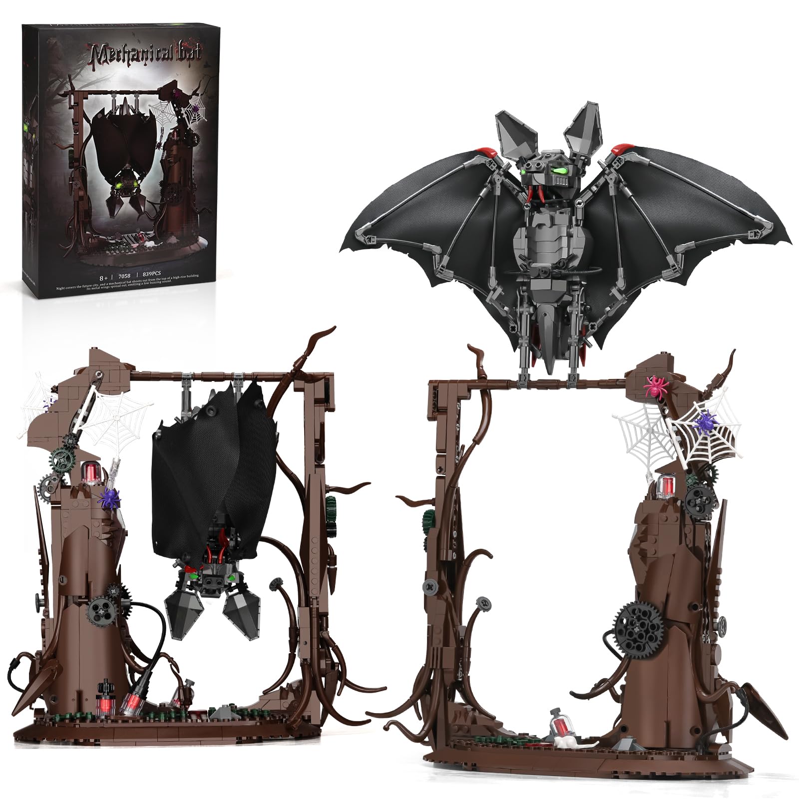 SATHIBI Mechanical Horror Bat Building Set for mature-themed Bat Bird Building Blocks Toys Home and Office Decor Collectible Gift for mature-themed and Teen Boys 8+(839 PCS)