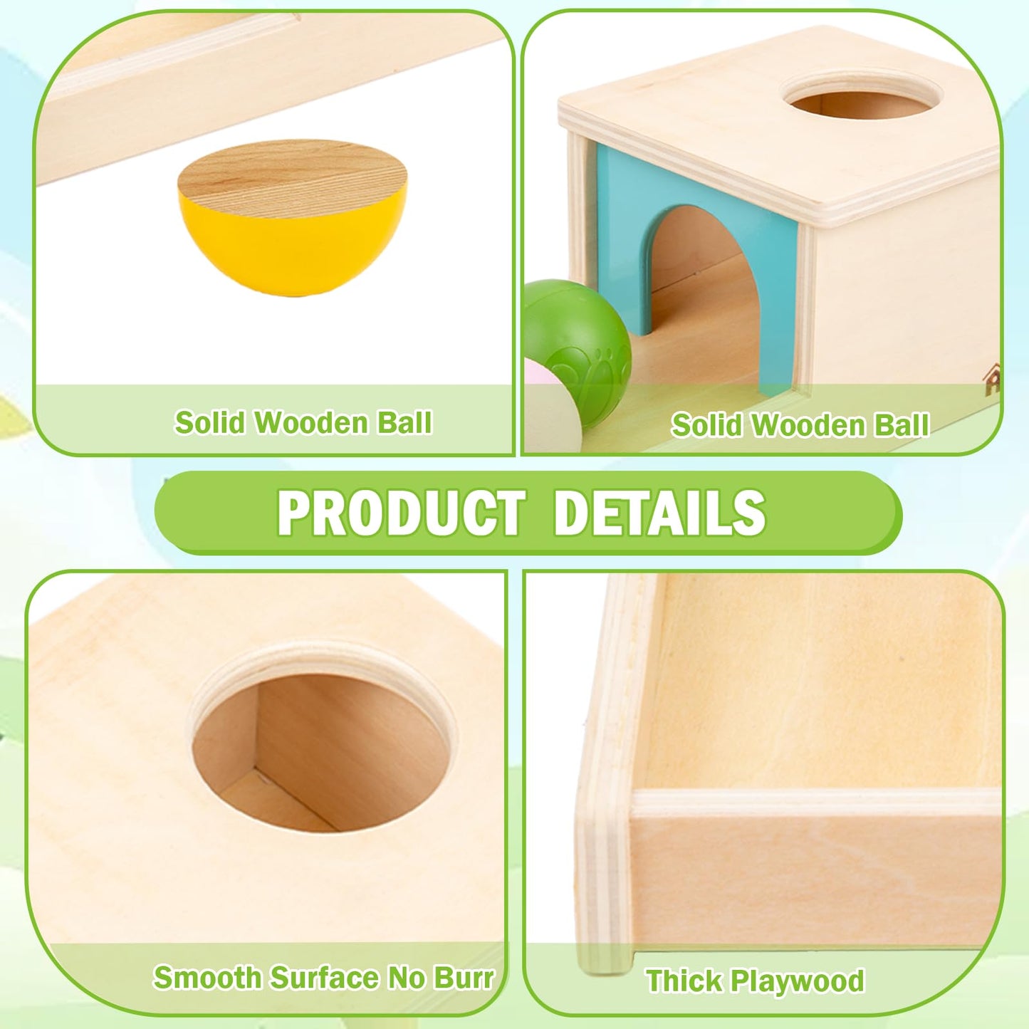 Adena Montessori Object Permanence Box With Tray Three Balls Montessori Toys For 6-12 Months Baby 1 Year Old Infant Toddler (Sma