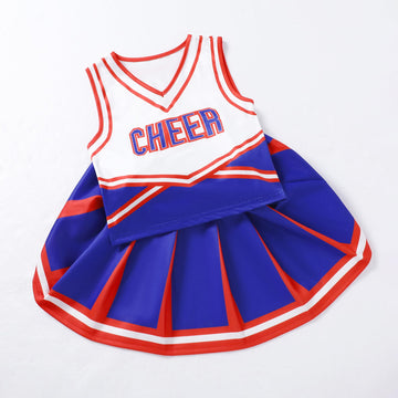 Woohand Cheerleader Costume For Girls Cheer Uniform Outfit Halloween Cheerleading Outfit Set Fancy Dress For Party Birthday 5-12