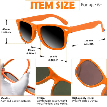 Oleitodh 60 Pack Orange Party Sunglasses Kids Bulk For Birthday Party Favors Goody Bag Fillers For Beach Pool Party For Teens Ad