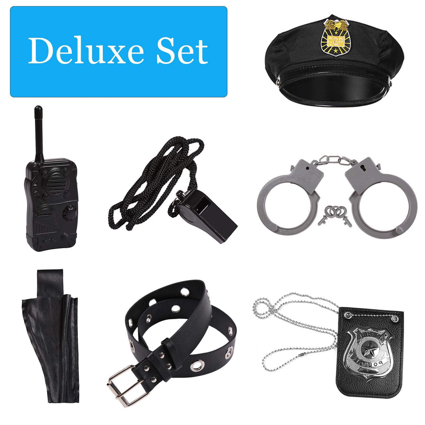 Frekuyrt Kids Police Costume Deluxe Police Officer Costume Cop Outfit Set For Boys Girls Halloween Cosplay Dress Up
