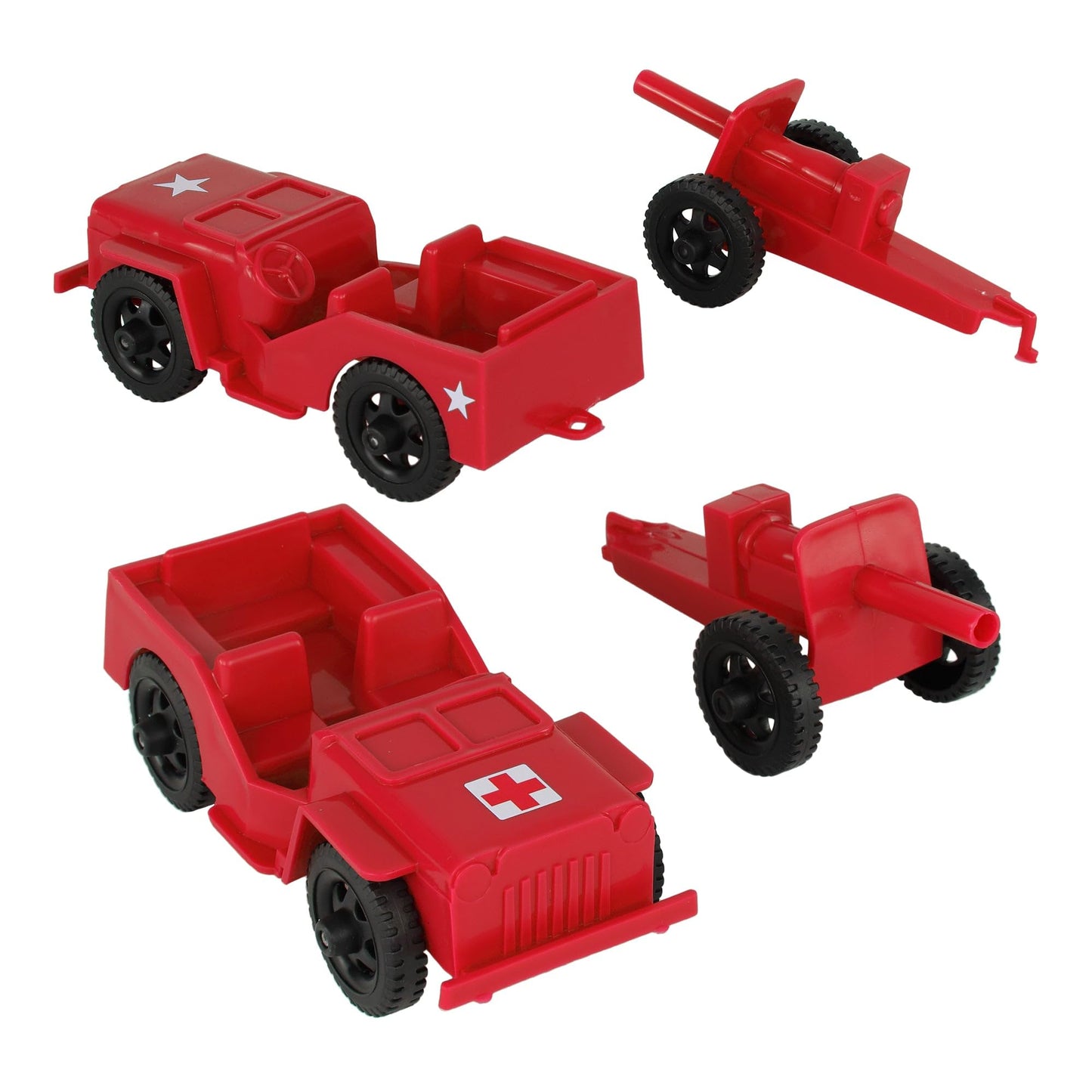Timmee Combat Patrol Willys & Artillery - Red 4Pc Playset Usa Made