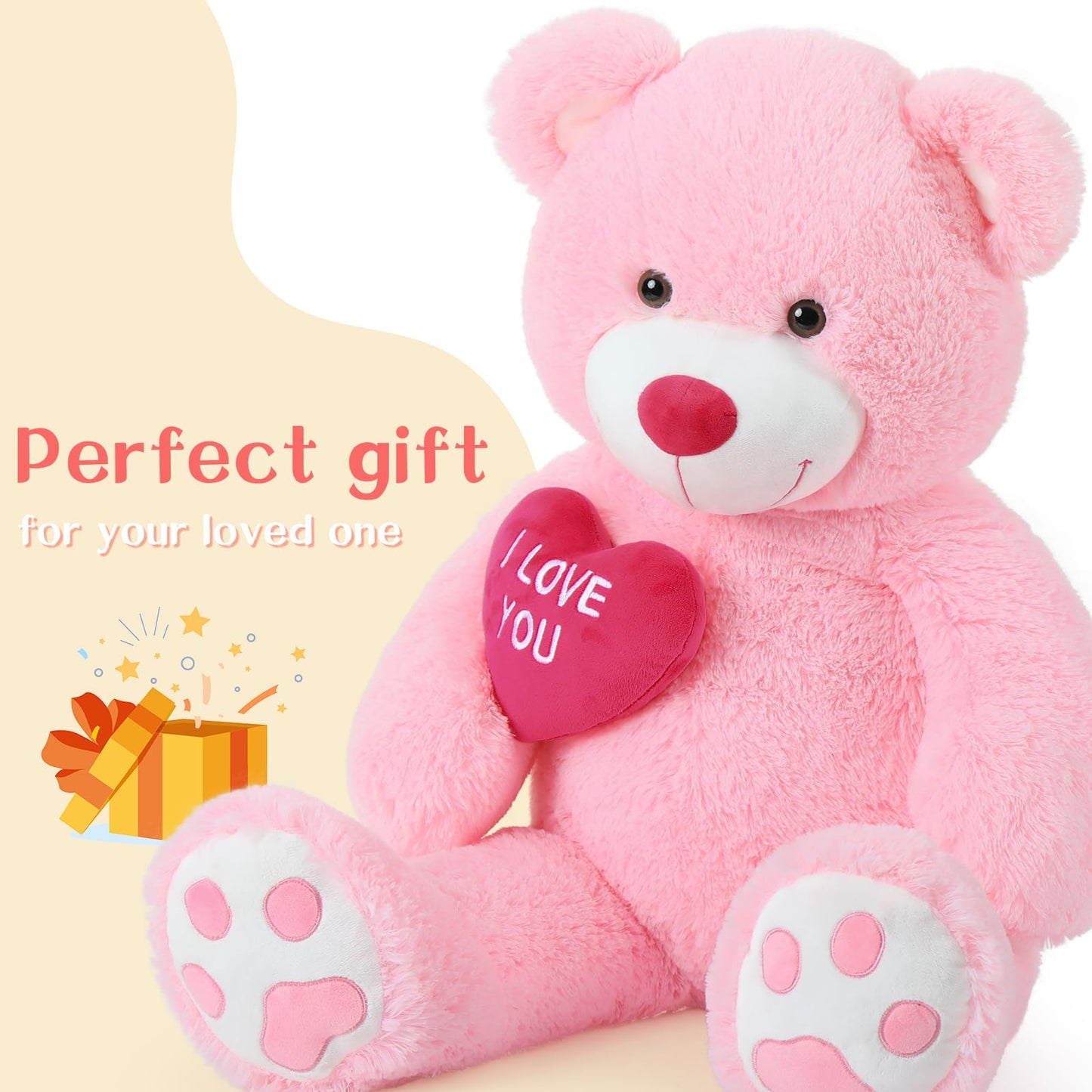 Beniny Giant Teddy Bear Stuffed Animal 52'' - Big Teddy Bear With Heart - Large I Love You Teddy Bear Plush Toys For Kid Christm
