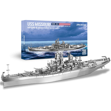 Piececool 3D Puzzles For Adults, Uss Missouri Battleship Metal Model Kits, Diy 3D Metal Puzzle For Teenagers Students Stress Relief, Aircraft Carrier Toy Gift For Boys Men, 155 Pcs