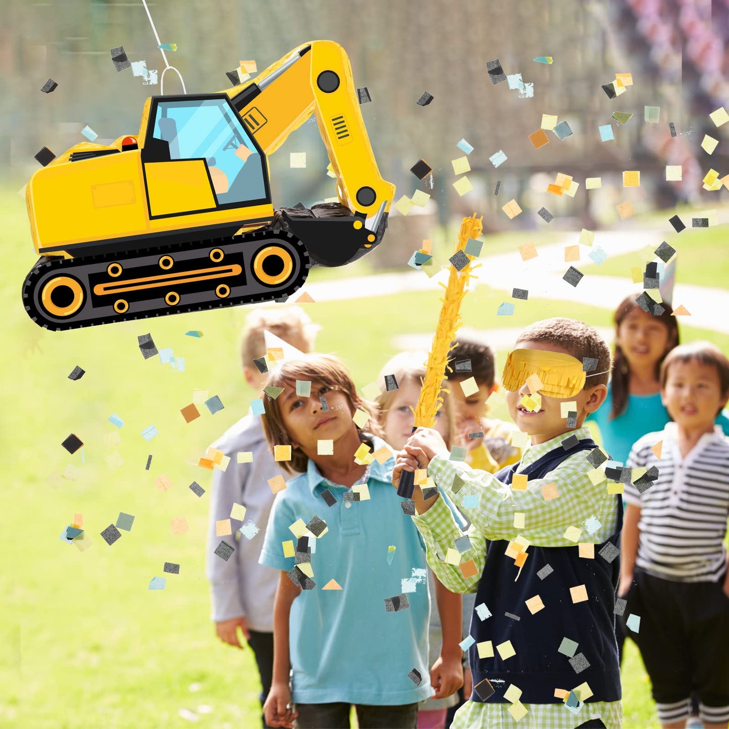 Construction Dump Truck Piata Construction Piata with Blindfold and Bat Construction Party Supplies Tractor Excavator Piata for