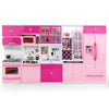 Liberty Imports Doll Kitchen Playset for Kids - 5-in-1 Mini Kitchen Set, Pink, Small, with Realistic Lights & Sounds