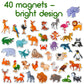 40 Fridge Magnets For Toddlers - Zoo And Farm Kids Magnets For Fridge - Toddler Magnets For Refrigerator - Magnetic Animals - Fridge Magnets For Kids - Animal Magnets - Toddler Fridge Magnets