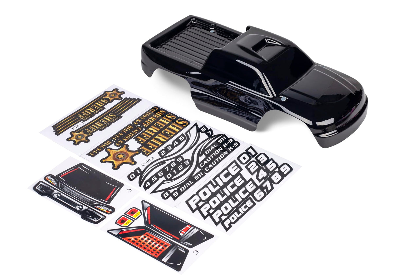 Summitlink Custom Body Compatible For 1/10 Scale Rc Car Or Truck (Truck Not Included) (Police Black)