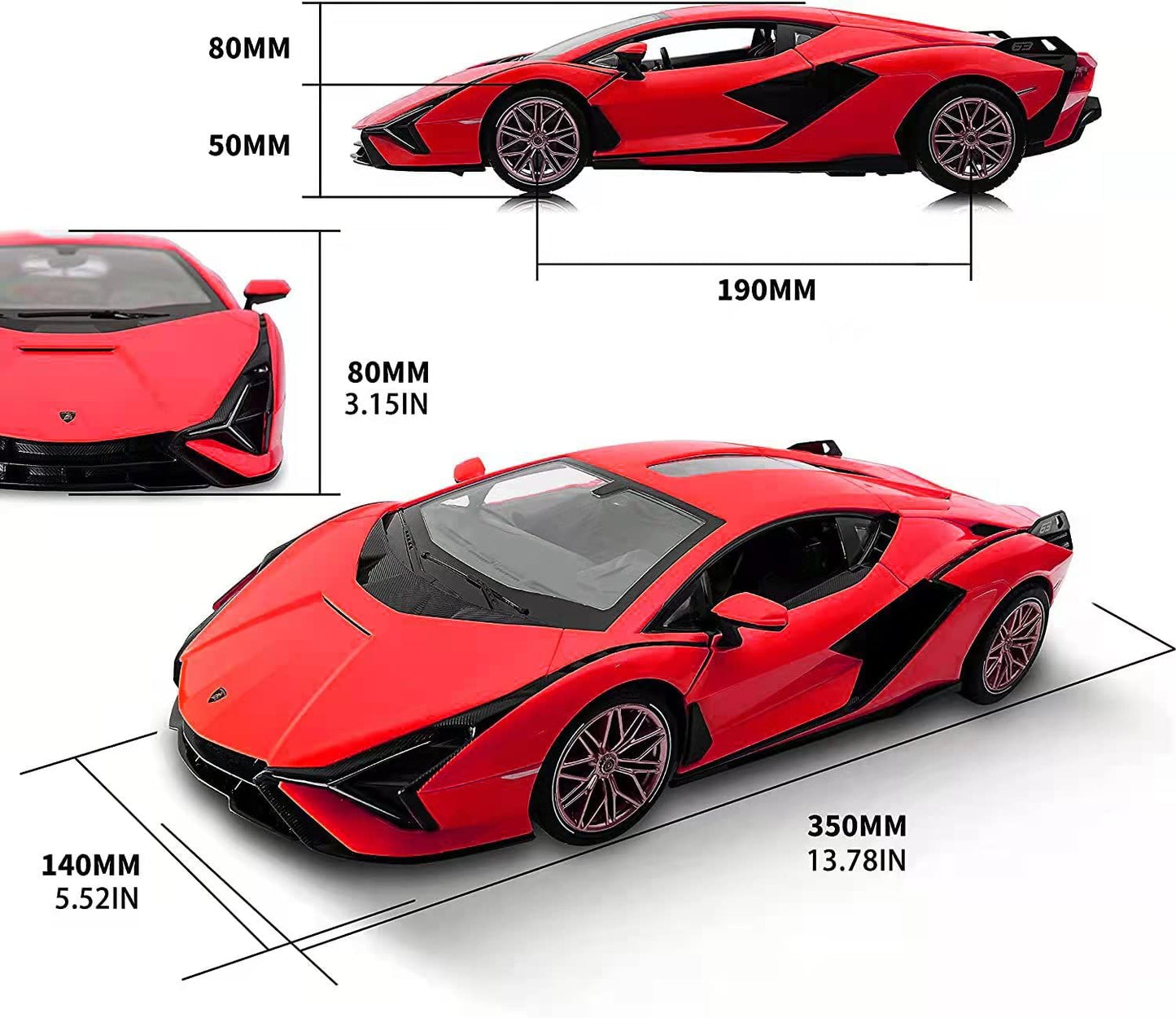 RASTAR RC Car 1/14 Scale 2.4Ghz Lamborghini Sian FKP 37 Radio Remote Control R/C Toy Car Model Vehicle (Red)