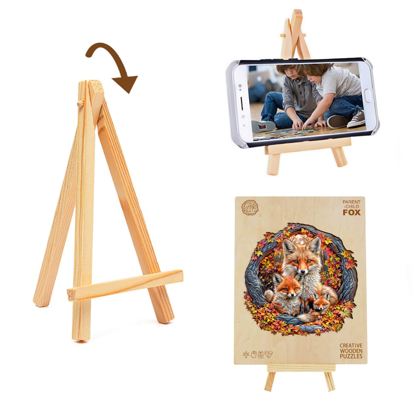 Jigfoxy Wooden Puzzle for mature-themeds  Foxes Jigsaw Puzzles for mature-themed  Unique Animal Shape Wood Cut Puzzles  Christmas Thanksgiving Gifts for Friends Family (L-13.4 * 13.4in-290pcs)