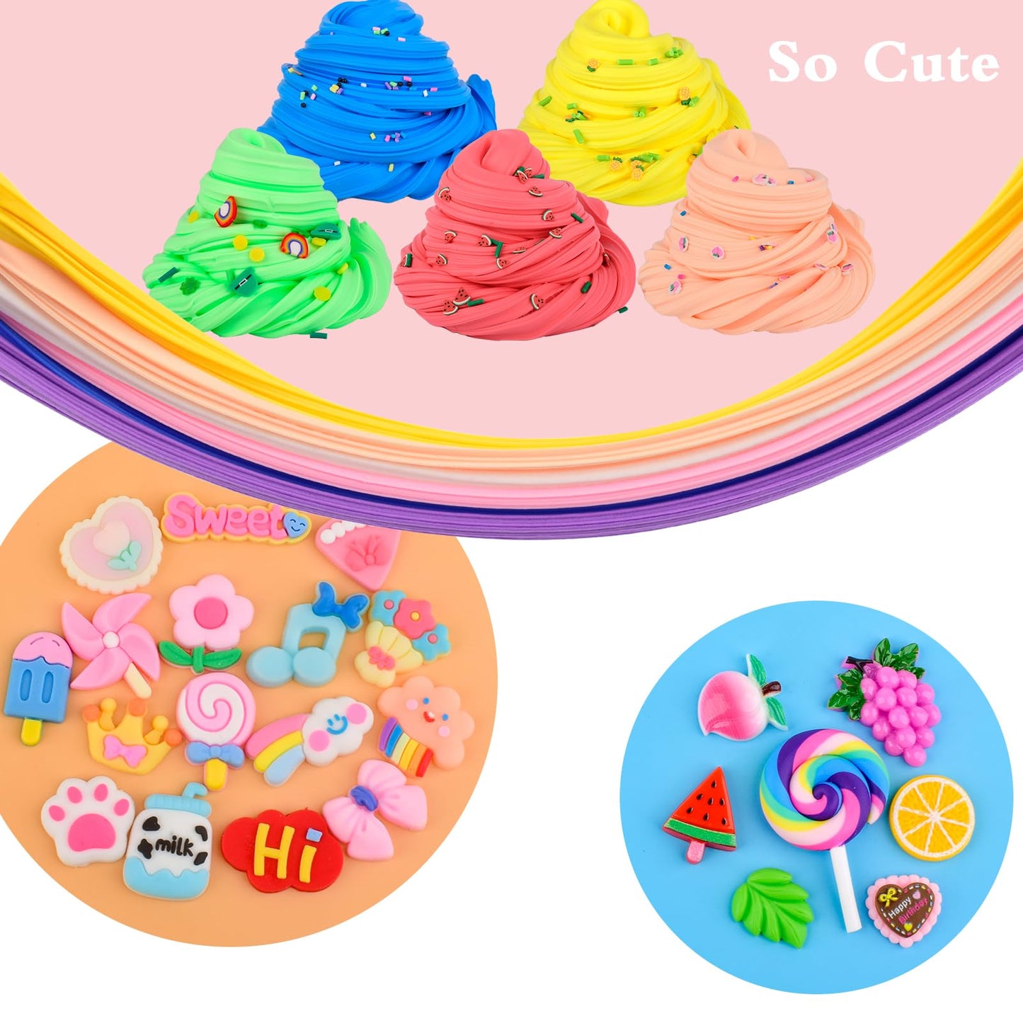 66 Pack Mini Butter Slime Kit, Super Soft And Non-Sticky, Scented Diy Slime With Cute Charms, Bulk Slime For Kids, Party Favors,