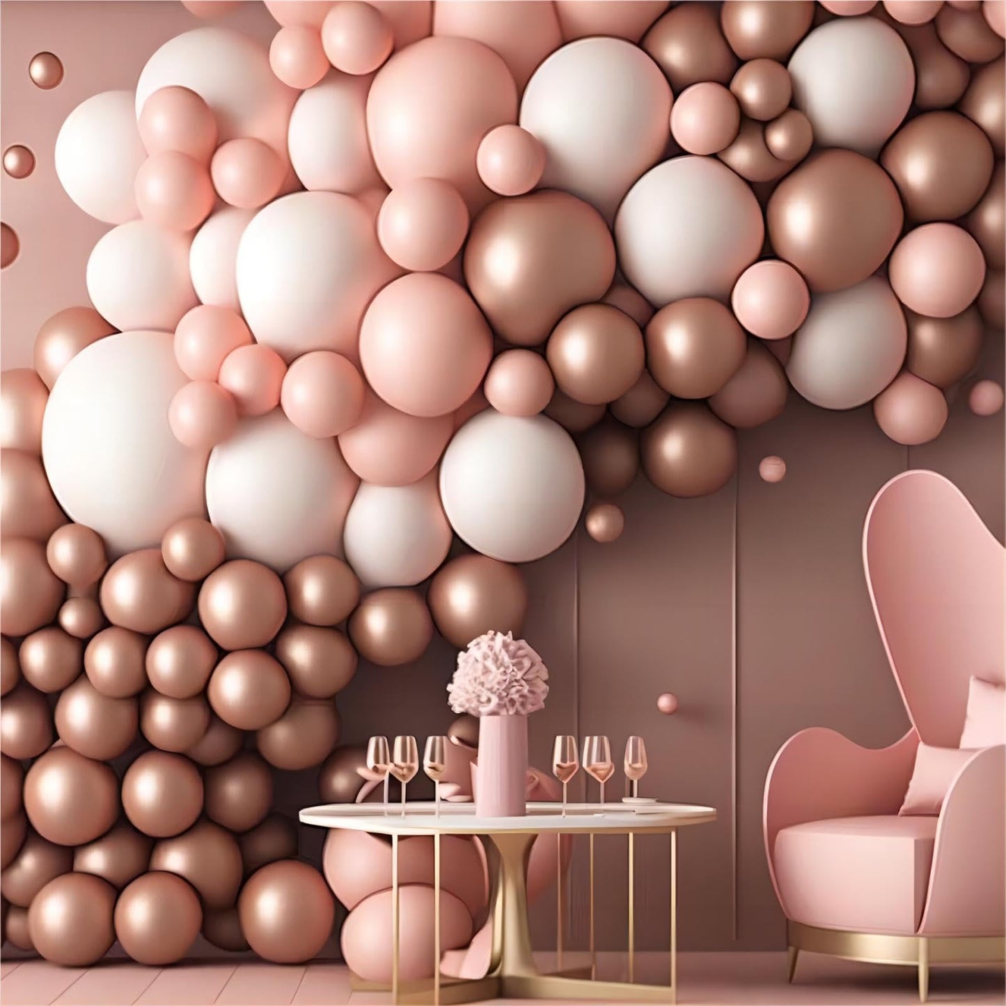 Rose Gold Balloons, 140Pcs Metallic Rose Gold Balloons 18 12 10 5 Inch Different Sizes Pack Party Latex Balloons For Birthday Ha
