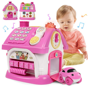 Wdebay Multifunctional Learning Toy House&Activity Cube, Montessori Toys For 1 Year Old Girl Gift For First Birthday, One Year O