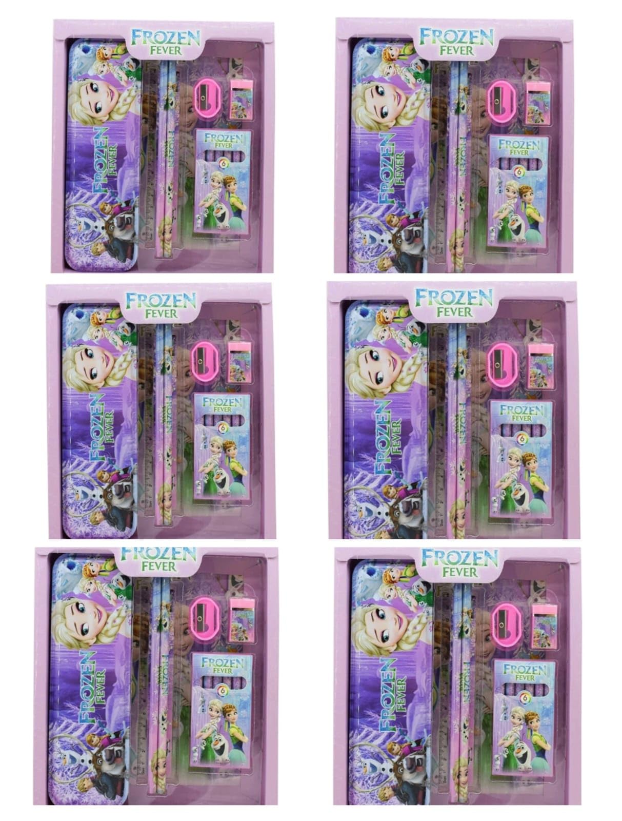Youth Enterprises All In One Frozen Theme Stationery Set Combo School Supplies Gift Set Kit With 1 Pencil Box Case 2 Pencils 6 C