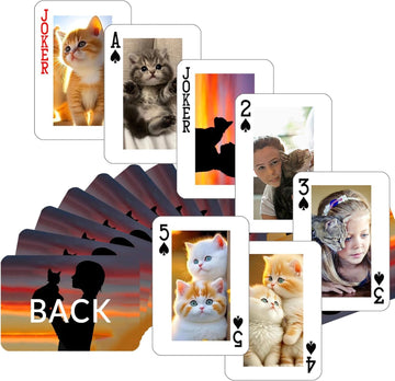 KOMVIOO Personalized Photo Playing Cards, Custom Deck with Your Image for Parties, Weddings,and More (Standard 16 Photos)