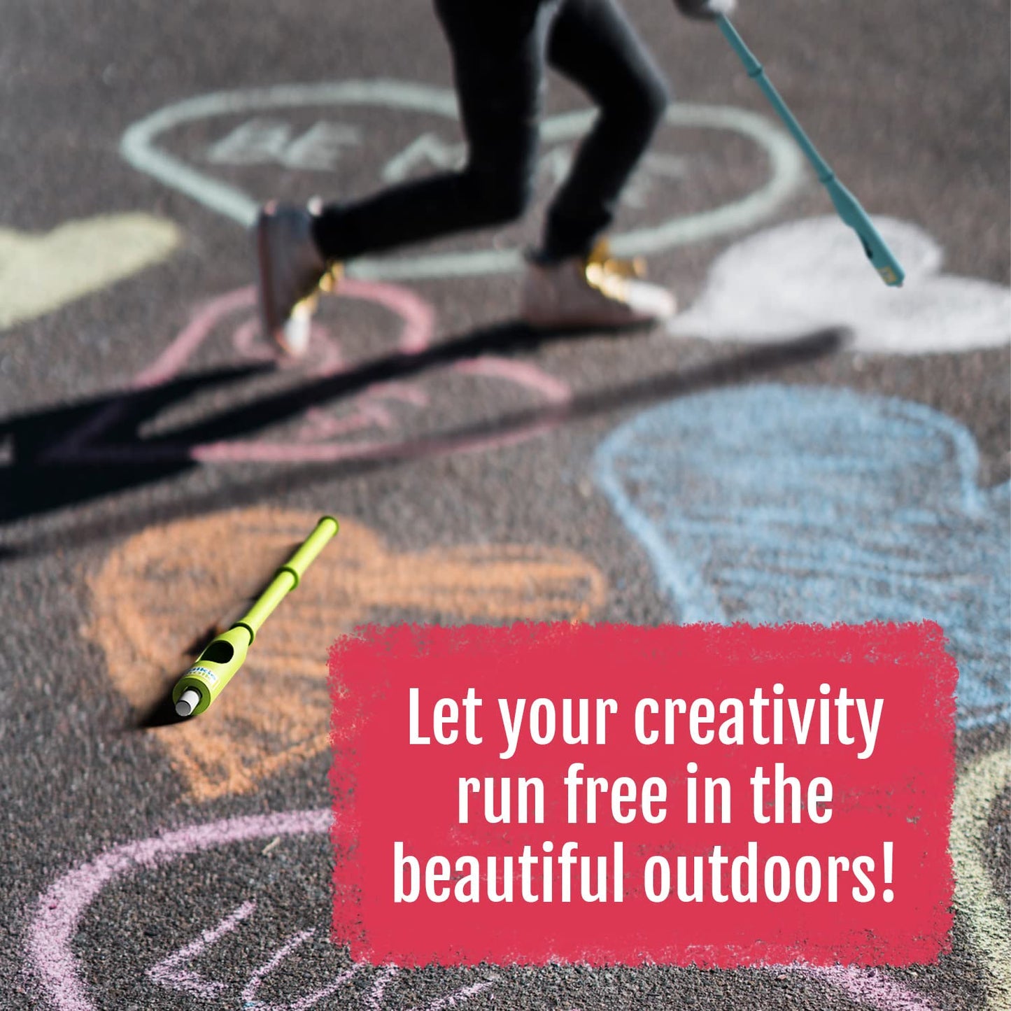 Walkie Chalk Stand-Up Sidewalk Chalk Holder, (Teal), Creative Outdoor Toys For Kids And Adults Including 2X Chalks, Street Art & Playground Supplies, Accessible Fun For Everyone