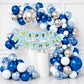 Pops N Props 47 Pcs Blue & Silver Birthday Decoration Kit With Confetti Balloons, Happy Birthday Cardstock Banner, Balloons For
