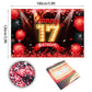 Happy 17Th Birthday Banner Backdrop Red And Black 17 Years Old Background Bday Decorations For Girls Boys Photography Party Supplies Glitter