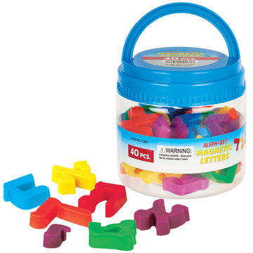 Aviv Judaica 40 Piece Magnetic Aleph-Bet Letters Set Full Color Hebrew Alphabet Magnets in Reusable Storage Canister Alef Beis L