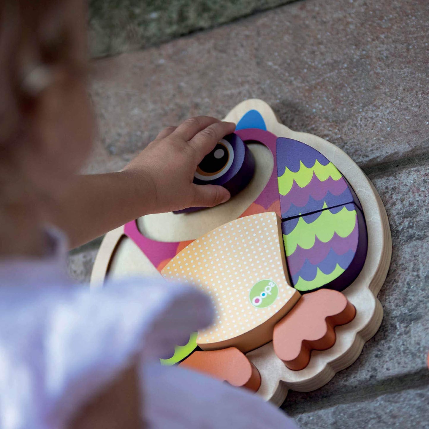 Epoch OOPS Happy Puzzle - Wooden Owl Toy for Toddlers, 40cm, Multi-color, Model OP1600212