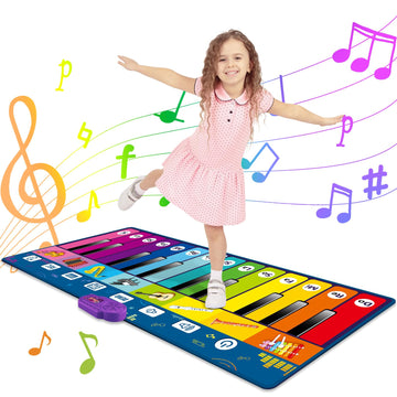 6Ft Floor Piano Mat For Toddlers, 24 Keys Musical Mat With 8 Instrument Sounds, Record And Adjustable Vol, Kids Dance Mat Toys E