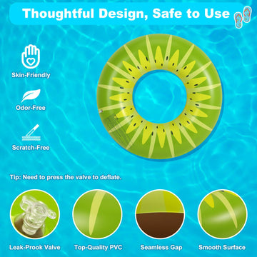 Heysplash Pool Tubes For Adult,32' Giant Kiwi Floats Tube Swim Floaties With Fun Prints,Inflatable Swimming Ring Floating, Summer Fun Beach Lake Party Decoration Toys,Inner Tube Floaty For Kid Adult