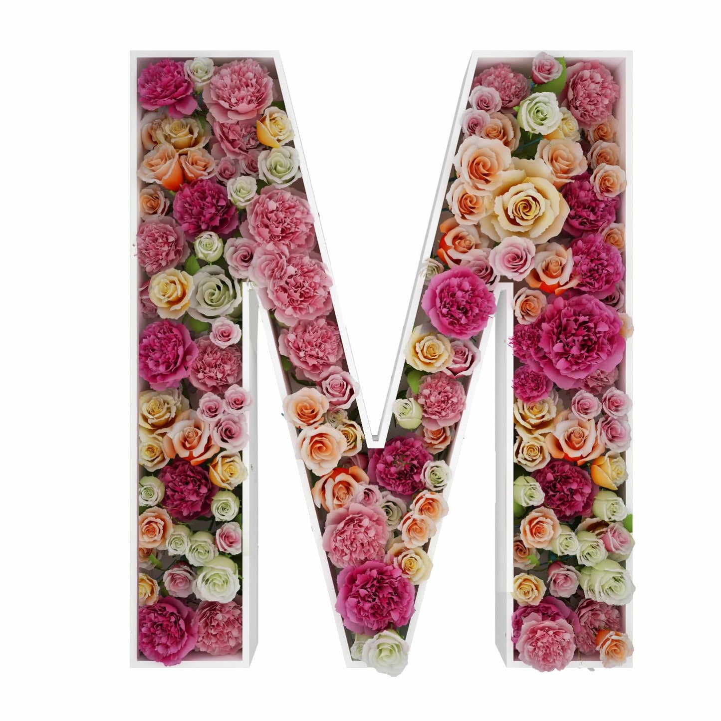 JW Passion 2FT Letter M Mosaic Balloon Frame - DIY Fillable Letters Kit for Birthday Party & Wedding Decor, Foam Material