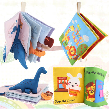Richgv Baby Books Toys 6-12 Months, 2Pcs Interactive 3D Books For Baby&Toddler 1-2 Years, Soft Cloth Books Busy Books Toys Gifts