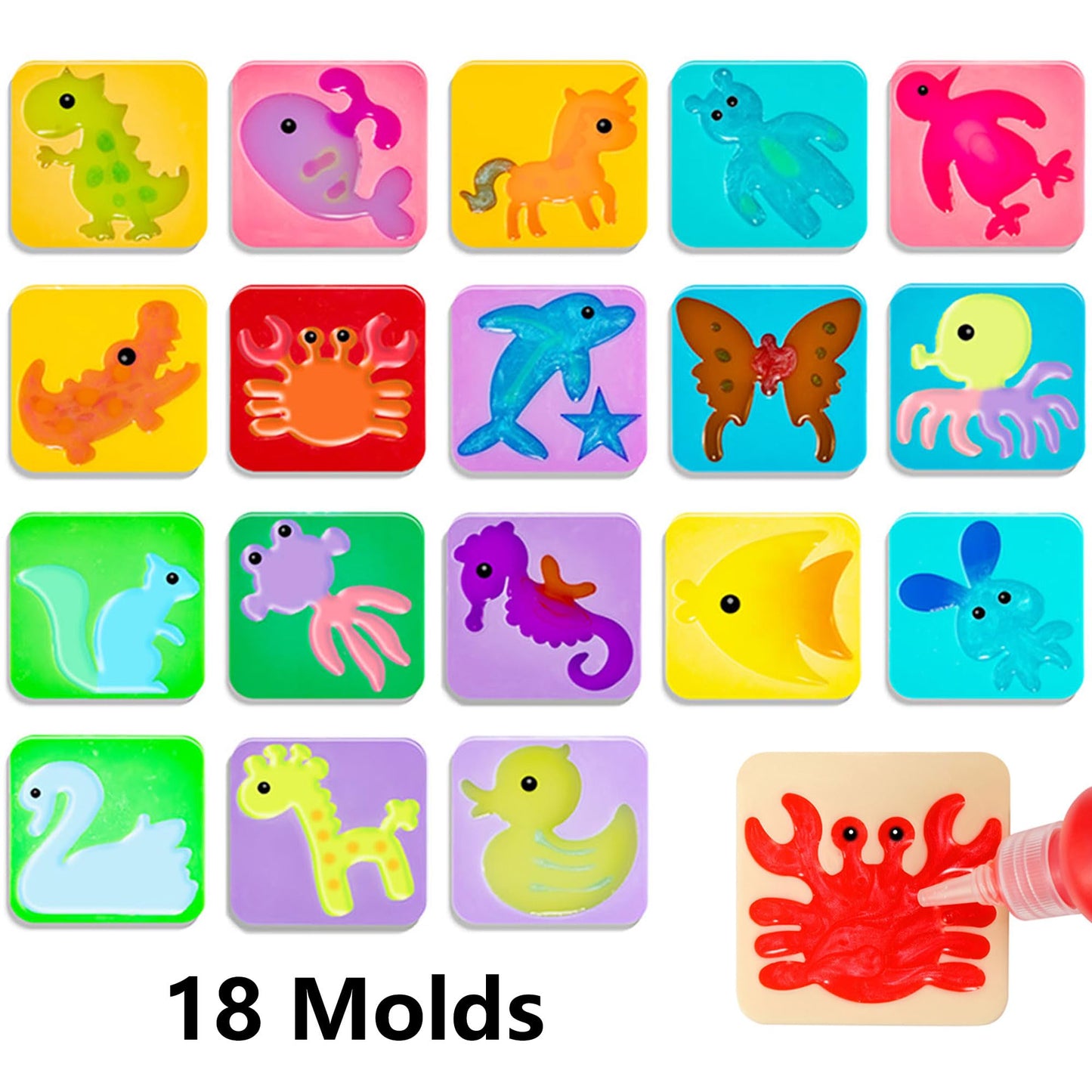 Kidisego Aqua Fairy Water Gel Kit for Kids, Magic Water Elf Toy Kit with 12 Colors Magic Gel, Aqua Fairy kit with 18 Shape Molds