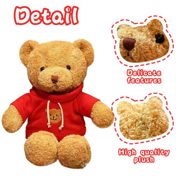 Galatee Cute Teddy Bear Plush Stuffed Animal, Teddy Bear With Coffee Hoodie, Gifts For Children(19.6' Red)