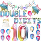 Rainbow 10Th Birthday Decorations For Girls Double Digits Birthday Party Decorations Banner Number 10 Balloon Star Balloons