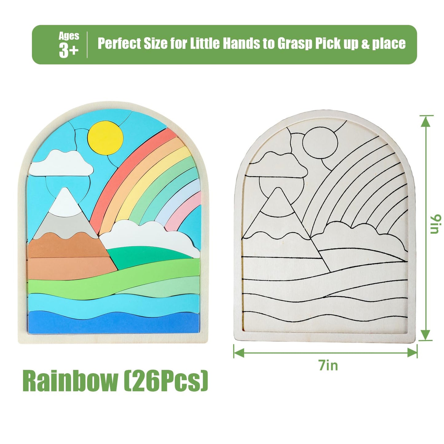 Lasoba Kids Puzzles Ages 3-5, Wooden Puzzles For Toddlers 3-5, Color Shapes Puzzles For Kids Ages 4-6, Toddler Puzzles Montessor