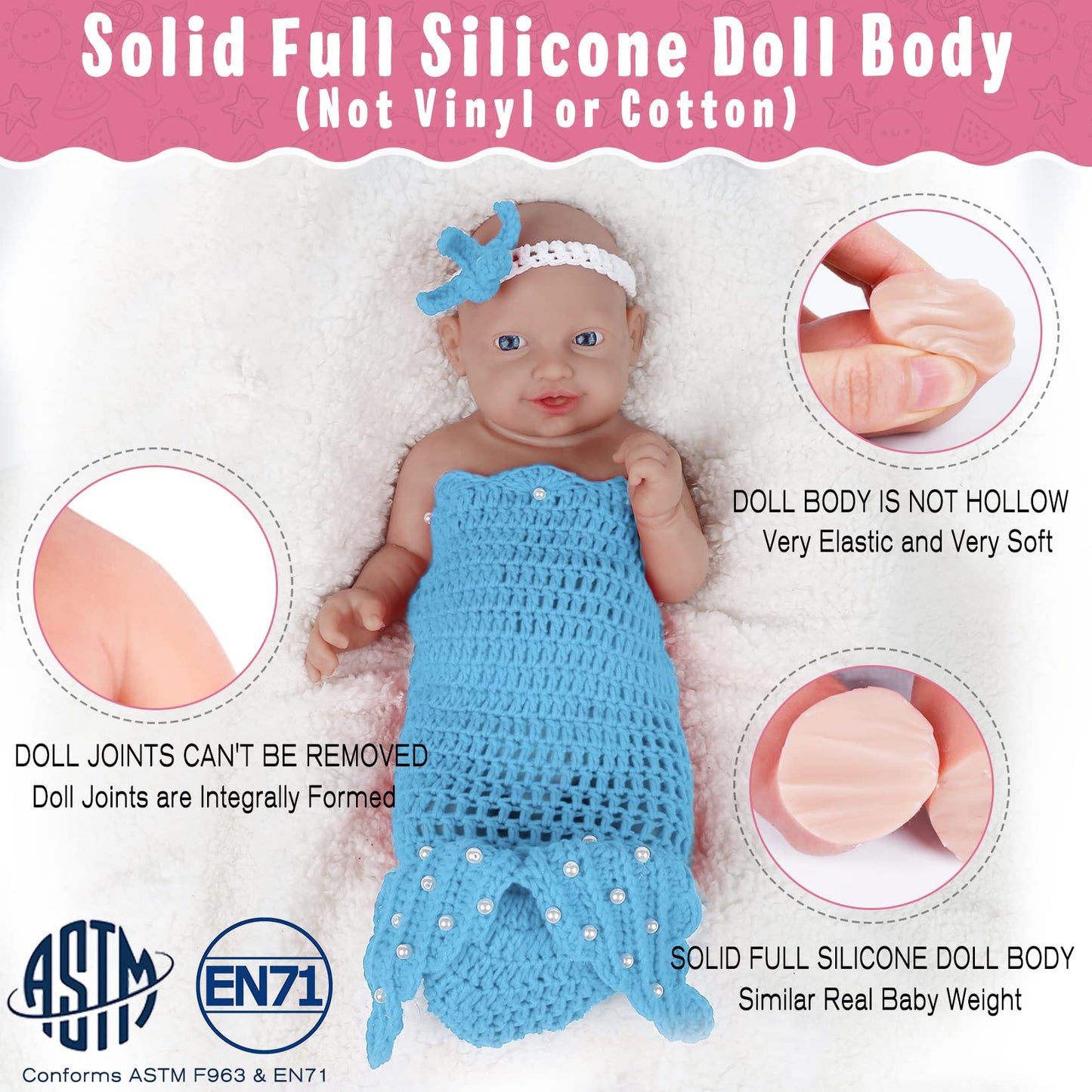 Vollence 23' Platinum Full Body Silicone Baby Doll Realistic Reborn Lifelike Newborn Silicone Dolls - Boy